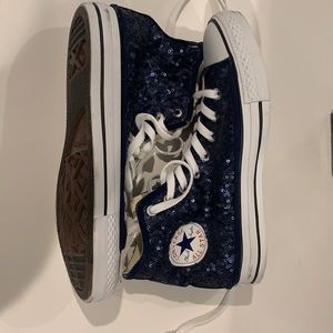 custom navy glitter sequin converse size 8.5
